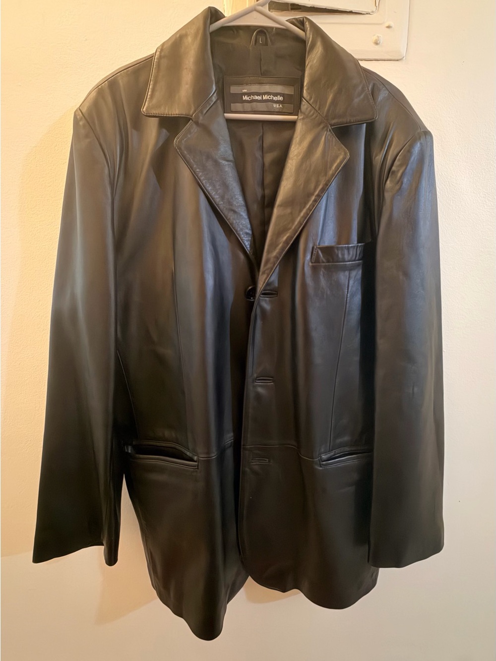 Michael Michelle Leather Blazer